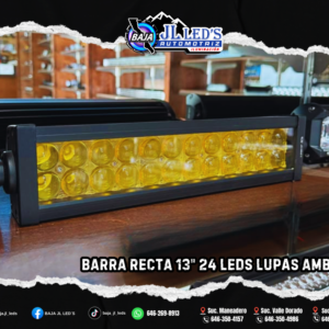 Barra Recta 13" 24 LEDs Lupas Ambar Pz