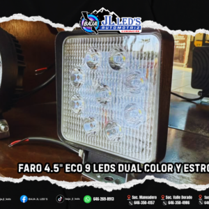 Faro Cuadrado 4.5" Eco 9 LEDS Dual Color Luz Fija Y estrobo PAR