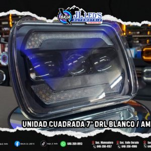 Faro Unidad 7" leds cree 3 lupas ~ drl blanca y amarilla 9-30v blanco fijo 6500k par