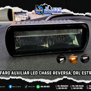 Faro Auxiliar LED CHASE Reversa, DRL estrobo 9-30v 23w rectangular 12.4 x 4.7 x 8.2 cm PAR