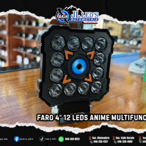 Faro 4" 12 led Cuadrado Drl anime ambar alta, baja y estrobo auxiliar