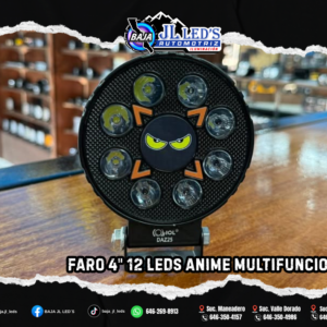 Faro 4" 12 led Redondo Drl anime ambar alta, baja y estrobo auxiliar