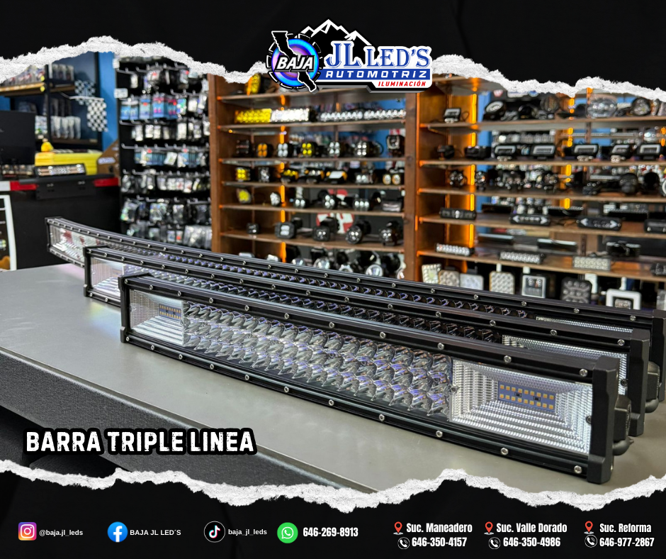 Barra LED 3 lineas recta dual color blanco/ambar Pz