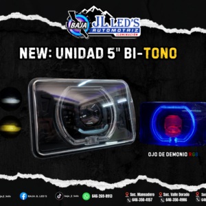 Faro unidad 5" BI-TONO Alta y Baja Lupa Ojo de angel/Demonio RGB Par