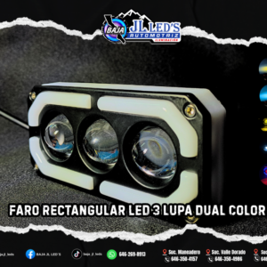 Faros Rectangular LED 3 lupa Dual Color DRL Par