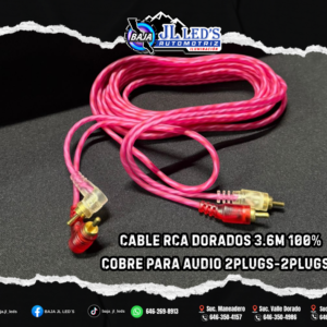 CABLE RCA DORADOS 3.6M 100% COBRE PARA AUDIO 2PLUGS-2PLUGS L PZ