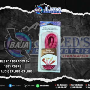 CABLE RCA DORADOS 6M 100% COBRE PARA AUDIO 2PLUGS-2PLUGS L  PZ