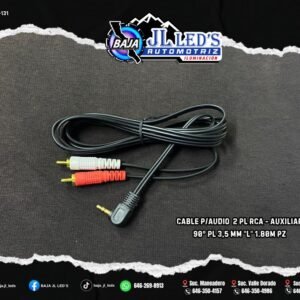 Cable de Audio 2 RCA a Auxiliar 3.5mm - Conector en "L" (1.80m) PZ