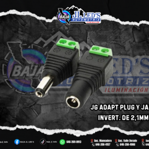 JG ADAPTADOR PLUG Y JACK INVERT. DE 2,1MM MACHO-HEMBRA