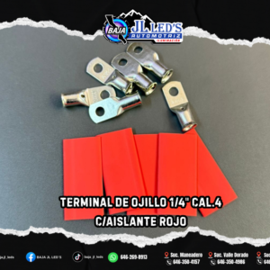 TERMINAL DE OJILLO 1/4" CAL.4 C/AISLANTE ROJO 10PZ