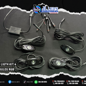Rock ligth kit 4 modulos rgb impermeables