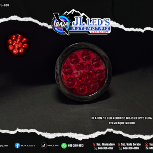 Plafon 12 led redondo ROJO efecto lupa c/empaque negro real multifuncion 10-30v PAR