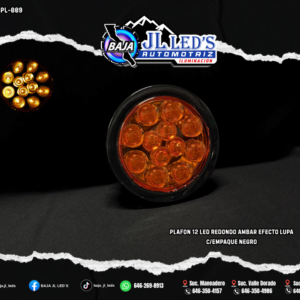 Plafon 12 led redondo AMBAR efecto lupa c/empaque PAR