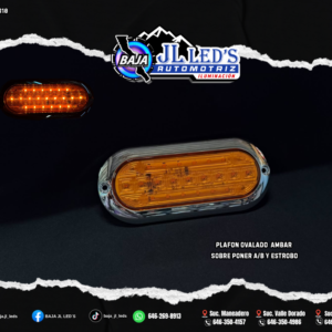 Plafon Ovalado 21 led's Ambar Sobre Poner Cromado PAR