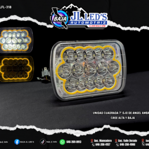 Unidad Cuadrada 7" Ojo de angel Ambar 15 LED´S