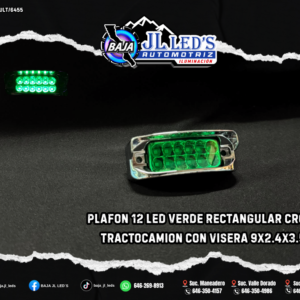 Plafón Rectangular 12 LED Verde con Visera Cromada - Universal