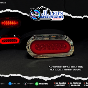Plafon Ovalado 14 led's Central con ojo angel ROJO Bicel Cromo CACHUCHA pz