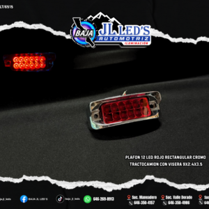 Plafon 12 led rojo rectangular cromo con visera par
