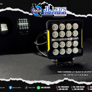 Faro Cuadrado 4.5" black 16 led DRL Blanco Par