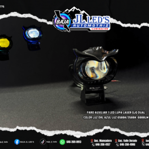 Faro Auxiliar 1 led lupa Laser OJO Dual Color Luz DRL azul Par