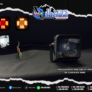 Faro auxiliar off road CUBO 3D t/RIGID DRL clear black 9-30v 6000k 42w par