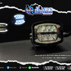 Reflector EX11 led 5" BLACK rectangular Mirror Glass DRL Pz