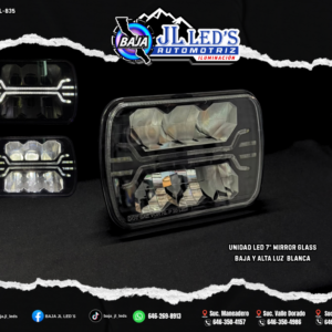 Unidad LED 7" Mirror Glass BAJA Y ALTA Certificado DOT SAE par