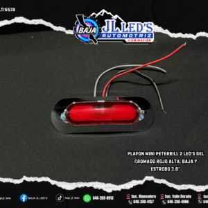 Plafón Mini Peterbilt 2 LED's Gel - Rojo con Bisel Cromado
