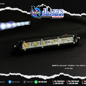 Par de Barras LED Slim 7" Blanco - 18W Monofila (9V-12V)