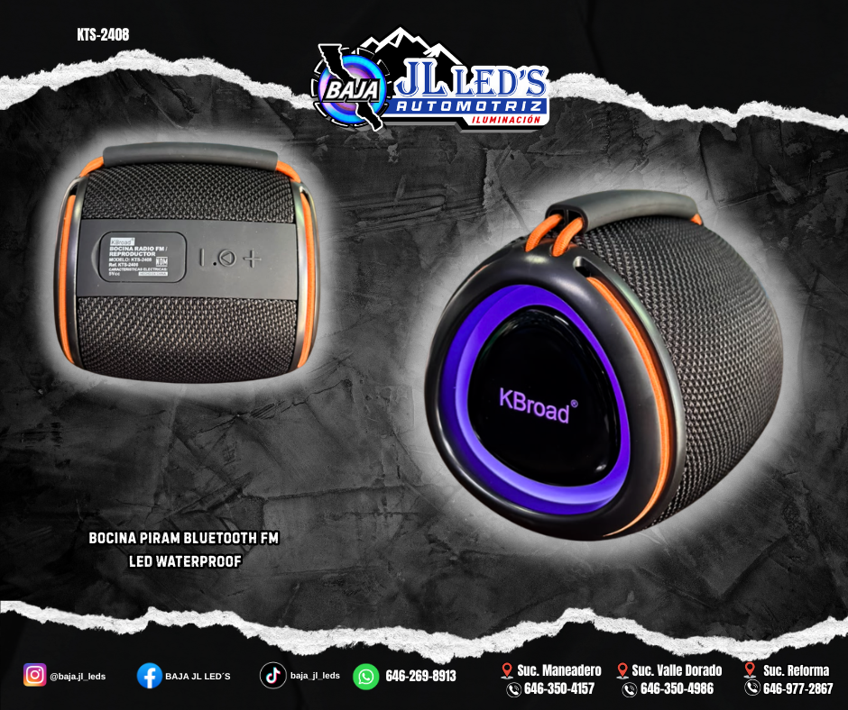 Bocina PIRAM Bluetooth FM LED Waterproof PZ